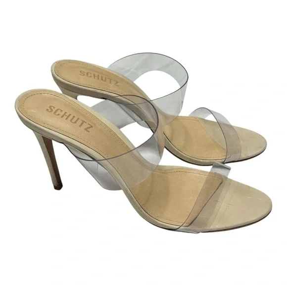 Schutz Arielle Heeled Sandals Leather 9.5 B - Picture 3 of 6